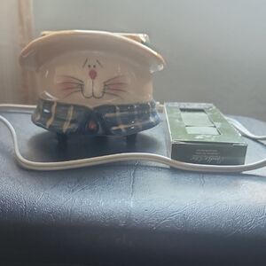 Cream and Blue Wax Warmer  with Elegant Accents